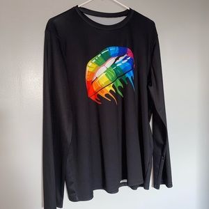 Long sleeve dry fit rainbow lips top.
